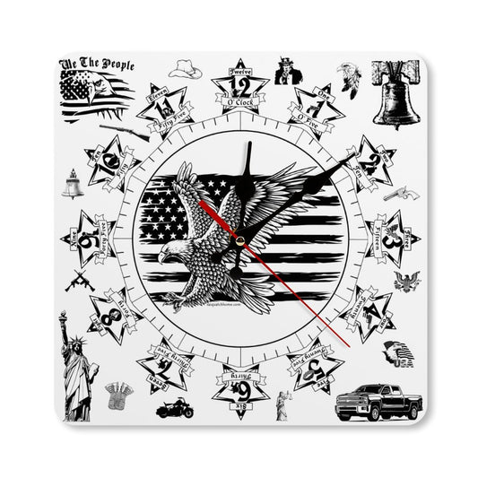 Patriotic Square Wall Clock- Made in USA