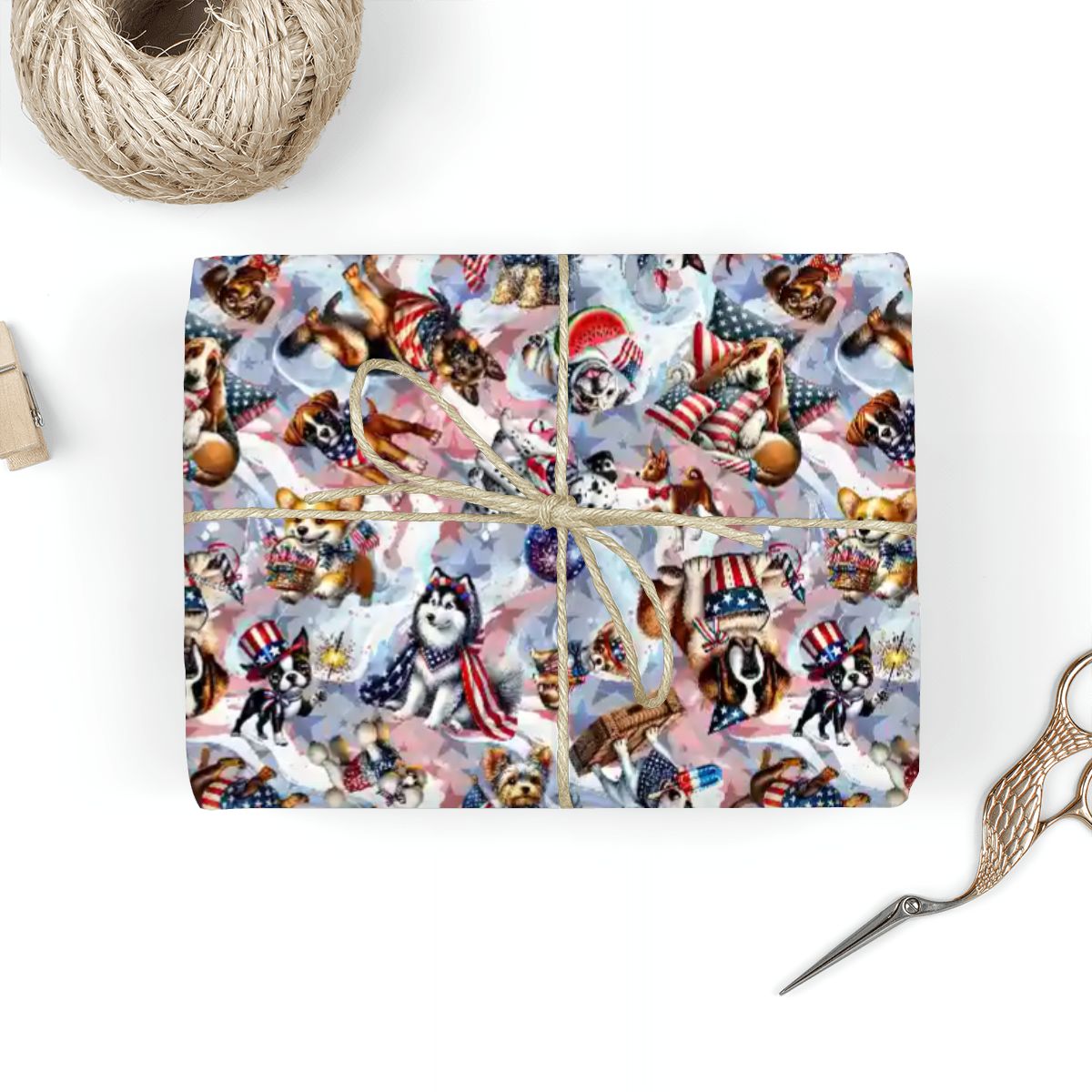 9 Patriotic Designs, 3 Pack Gift Wrapping Paper Sheets