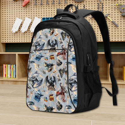 20 Misc Designs, Large Capacity, Oxford Travel, Laptop Bag with USB Charger