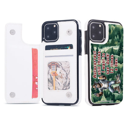 iPhone 11 Pro Bigfoot, Sasquatch Cell Phone Flip Wallet Case - "Autocorrect..."