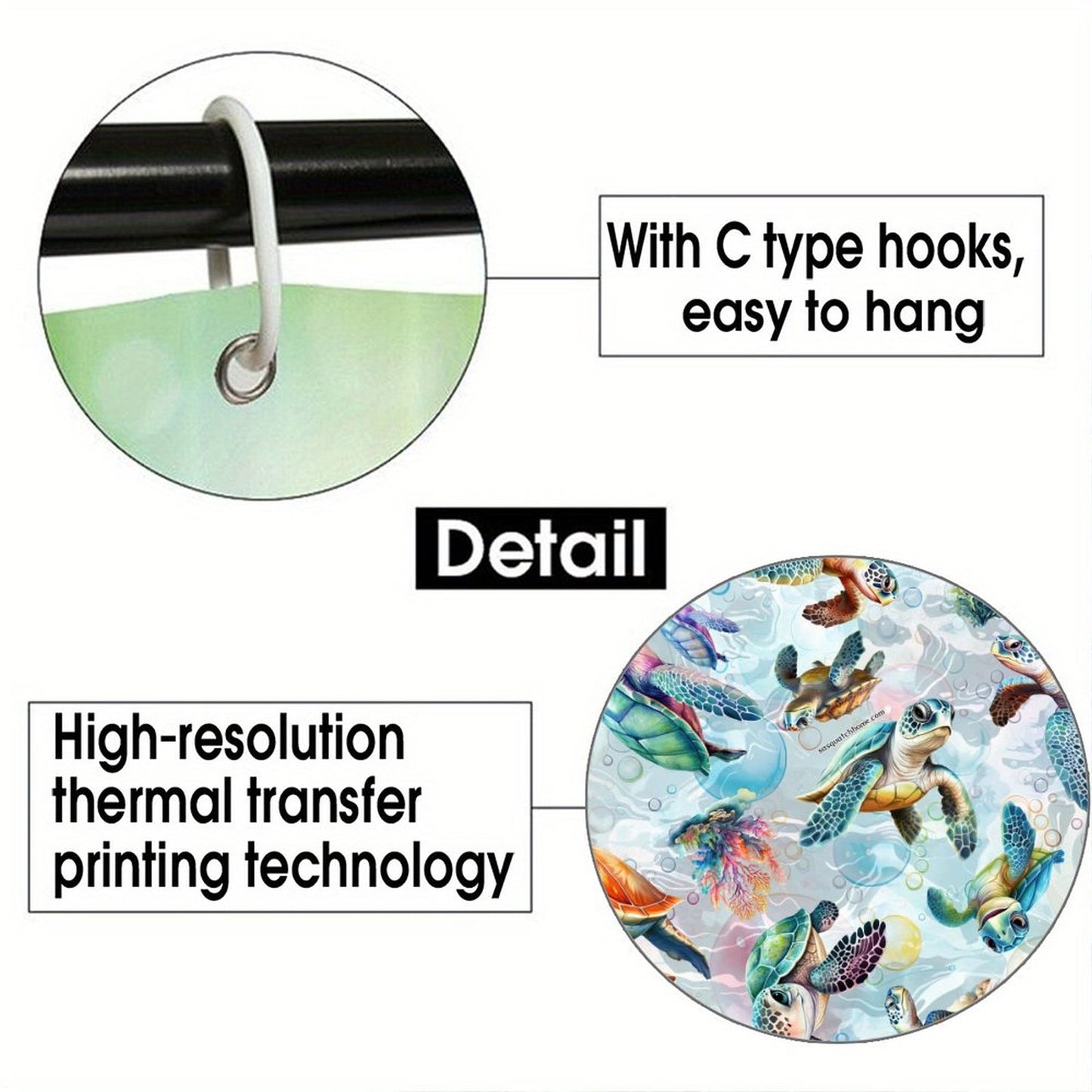 10 Animal Designs, Waterproof Polyester Shower Curtain – Made in the USA – 70.8x70.8”