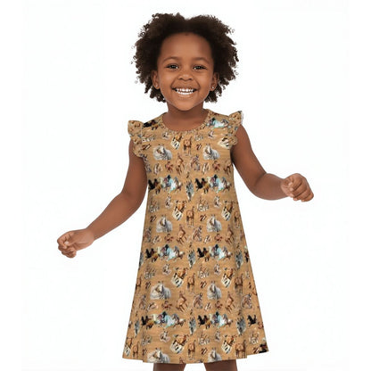 10 Animal Designs, Girl's Flutter Sleeve Nightgown