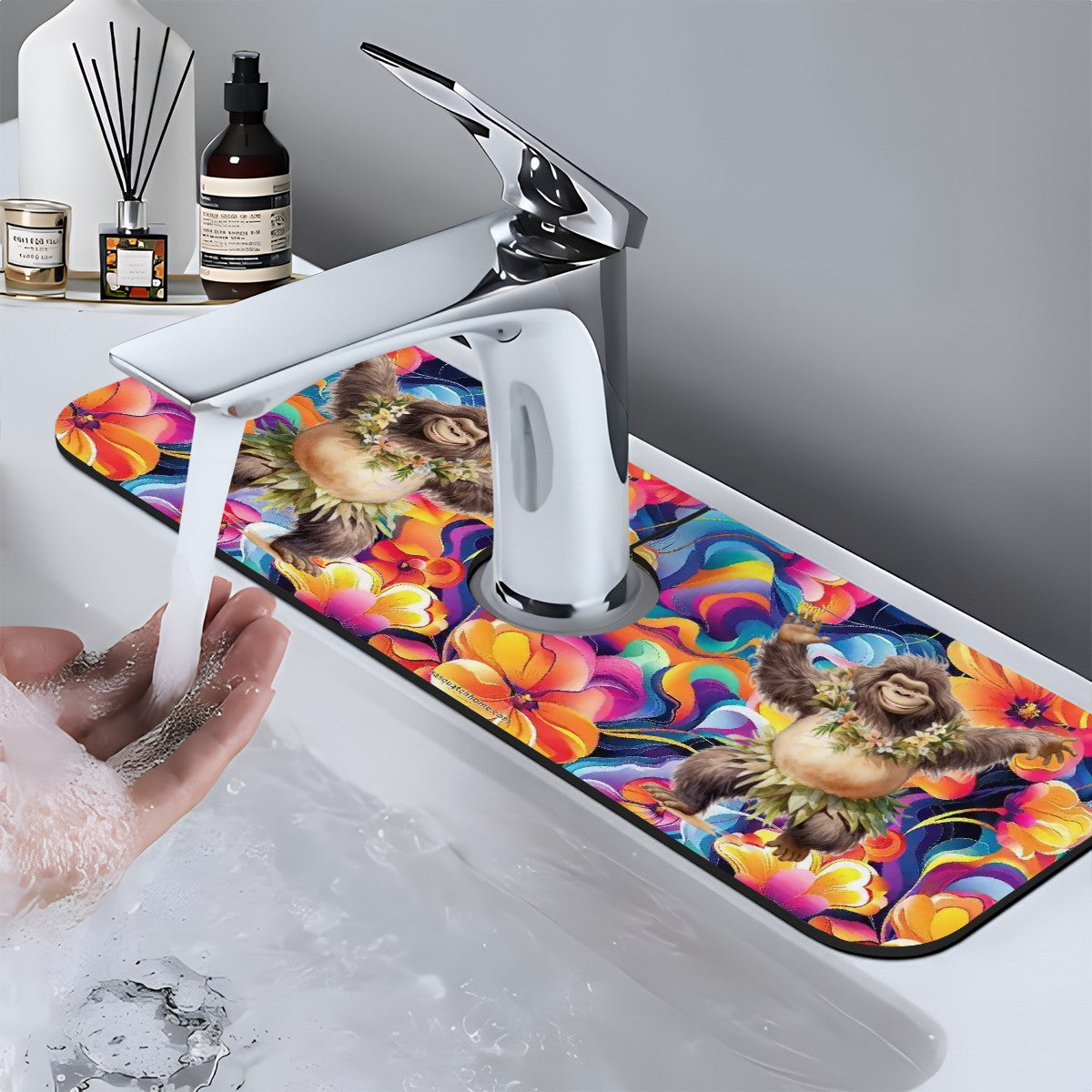 Bigfoot Sasquatch Hula Dancer, Faucet Mat