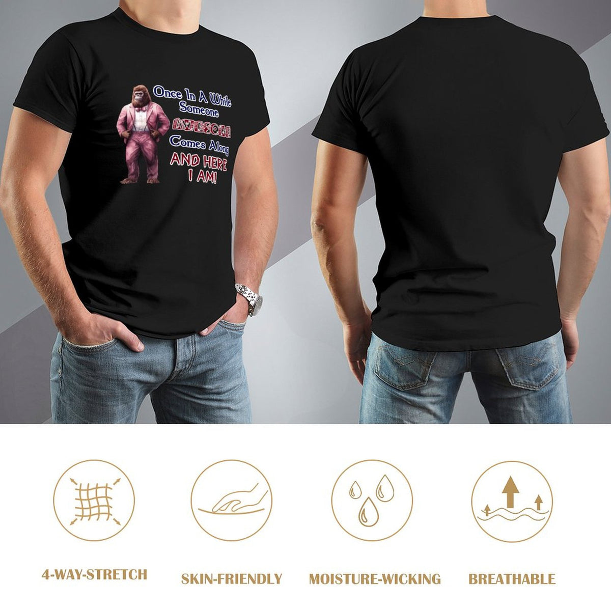 Sasquatch, Bigfoot "Once is a while...", Cotton Short Sleeve T-shirt
