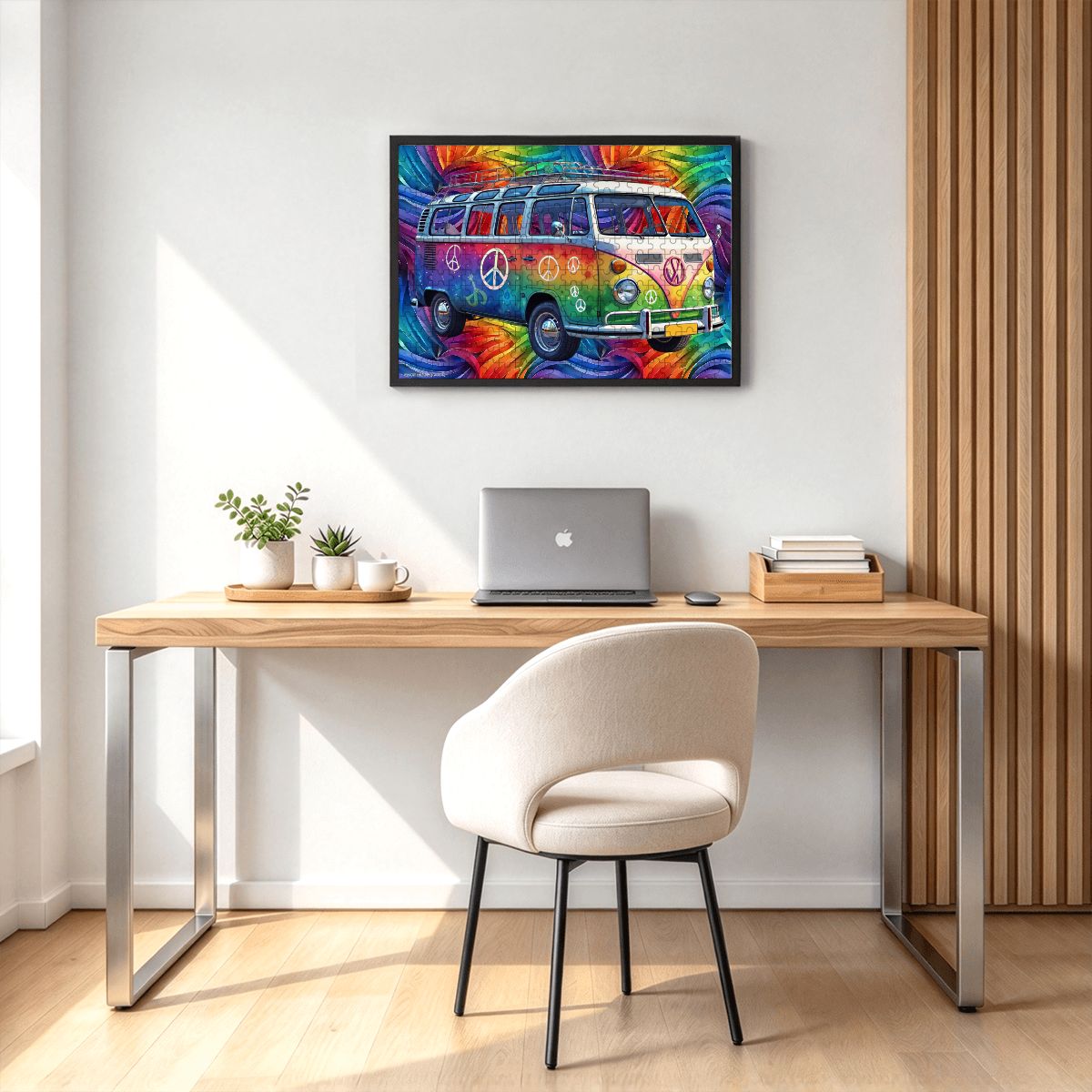 Hippie Tie Dye Bus 300pcs Horizontal Wooden Jigsaw Puzzles