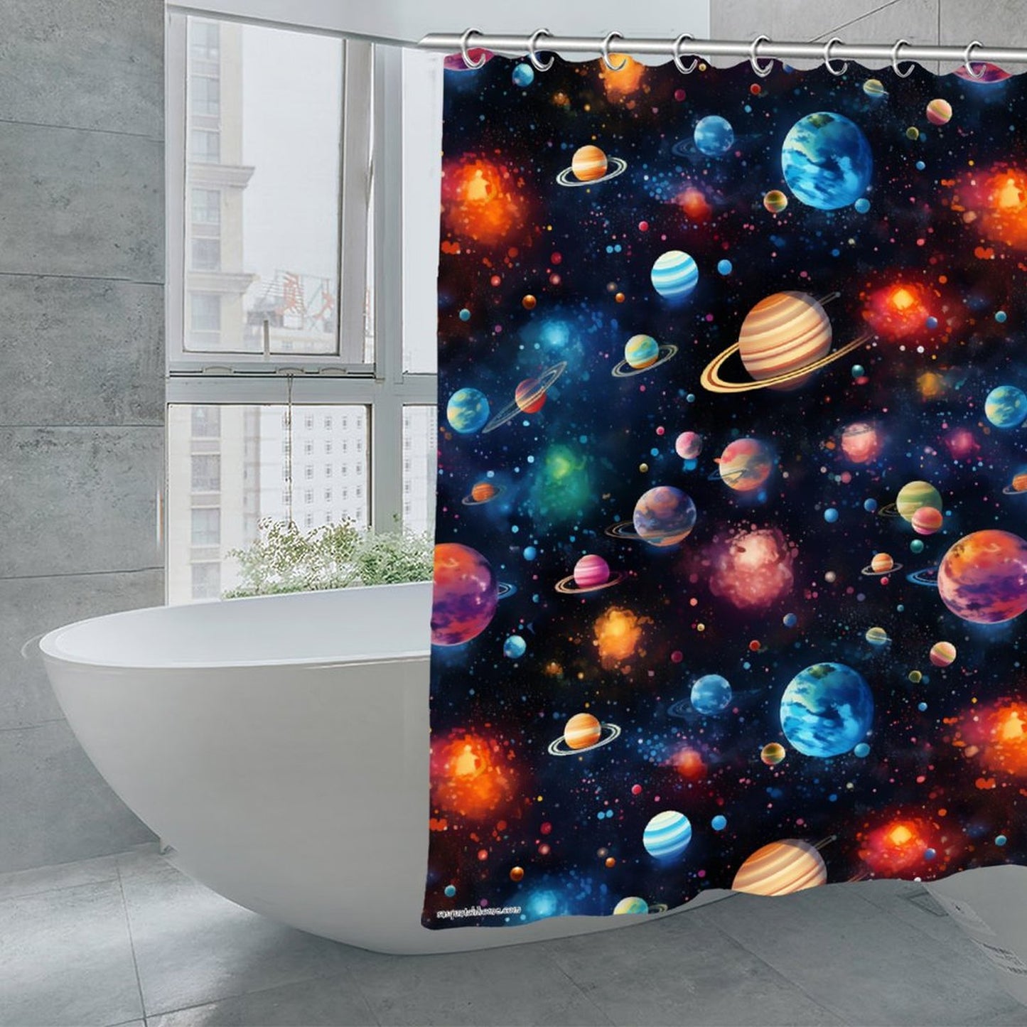 12 Galaxy Designs, Waterproof Polyester Shower Curtain – Made in the USA – 70.8x70.8”
