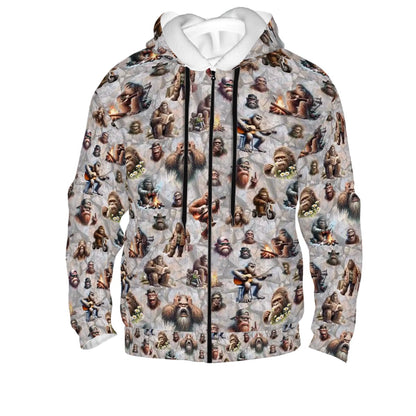21 Bigfoot Sasquatch Designs, Adult Zip Up Hoodie