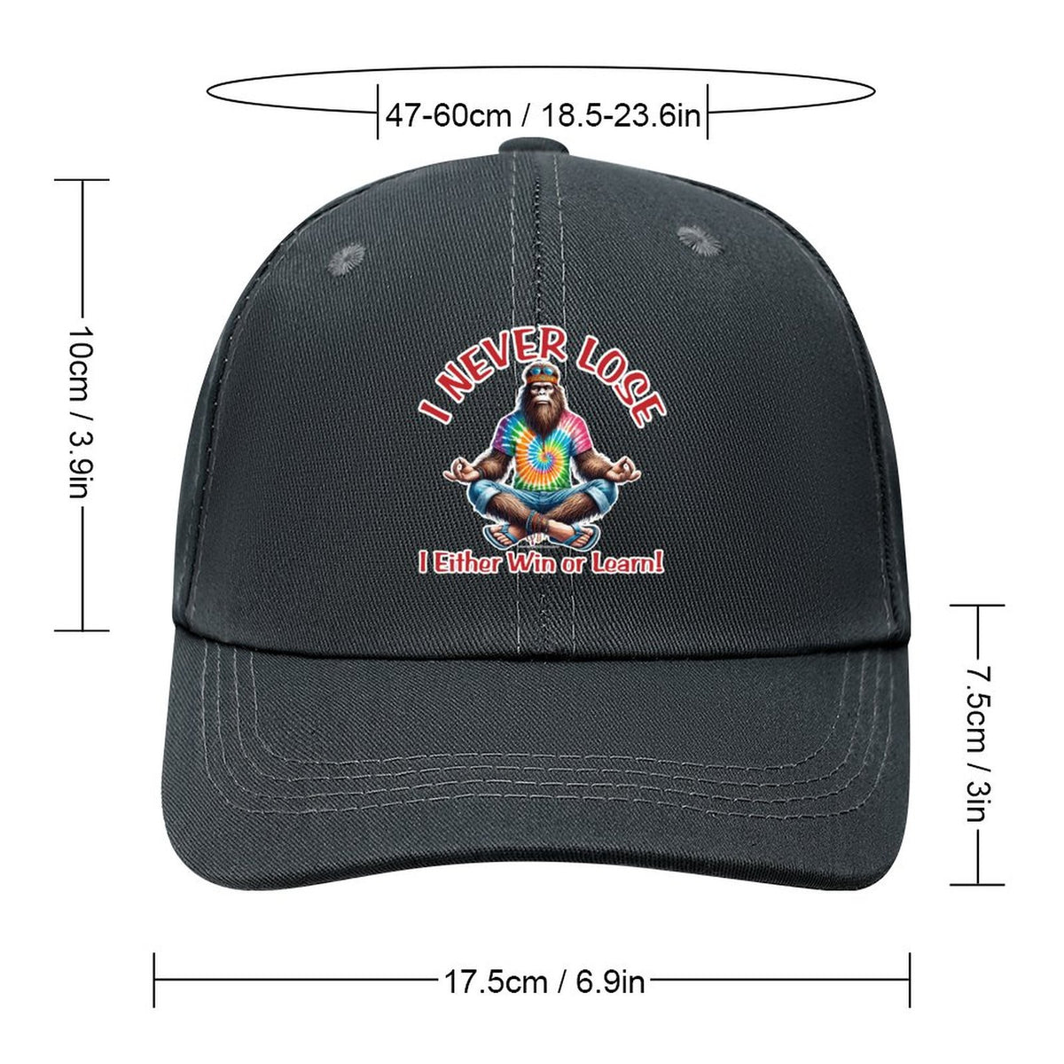 Bigfoot, Sasquatch “I never lose..", Baseball Cap – 8 Colors