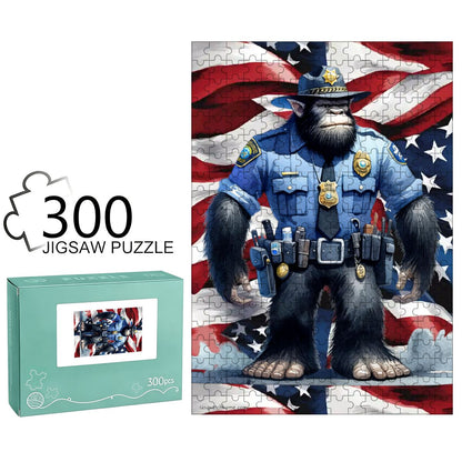 Sasquatch Police Officer 300pcs Wooden Vertical Jigsaw Puzzle