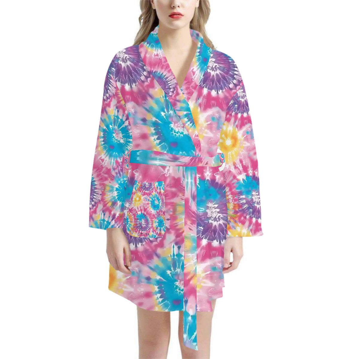 19 Tie Dye Designs, Women’s Bath Robe 33.5” Long