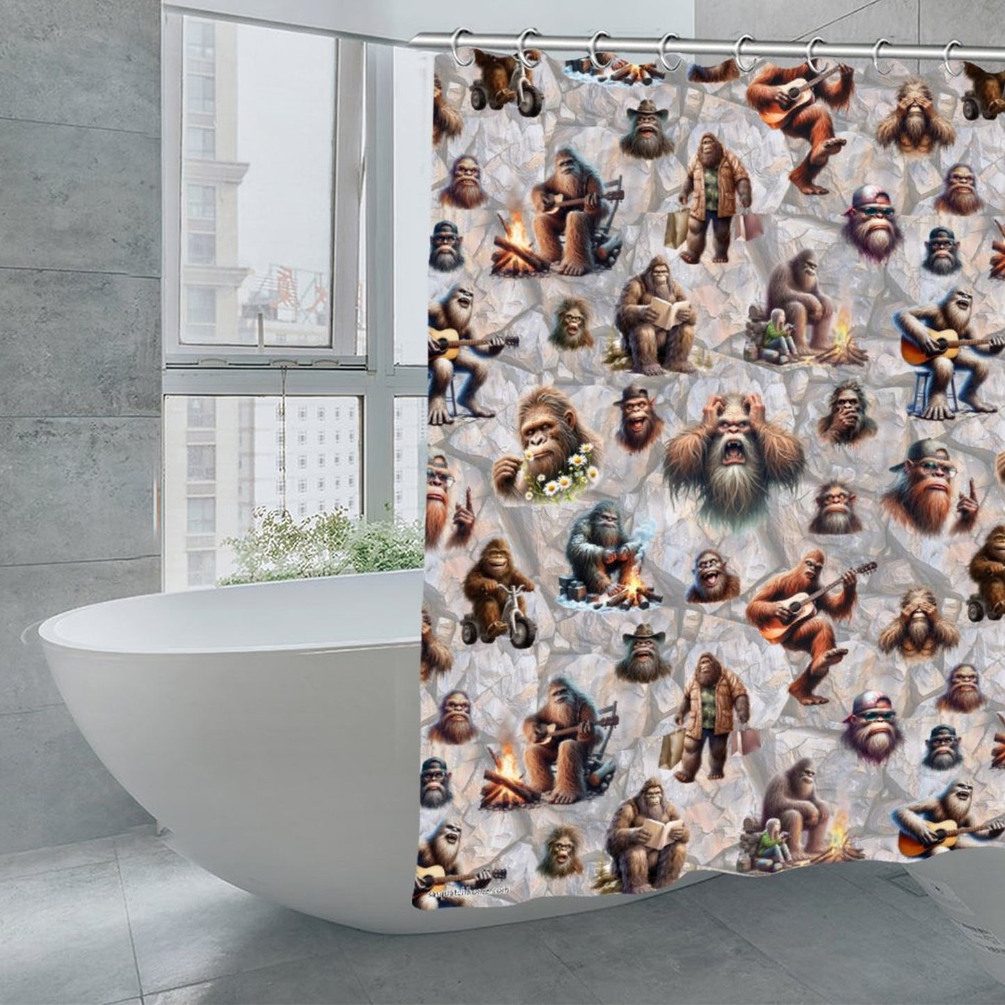 21 Bigfoot Sasquatch Designs, Waterproof Polyester Shower Curtain – Made in the USA – 70.8x70.8”