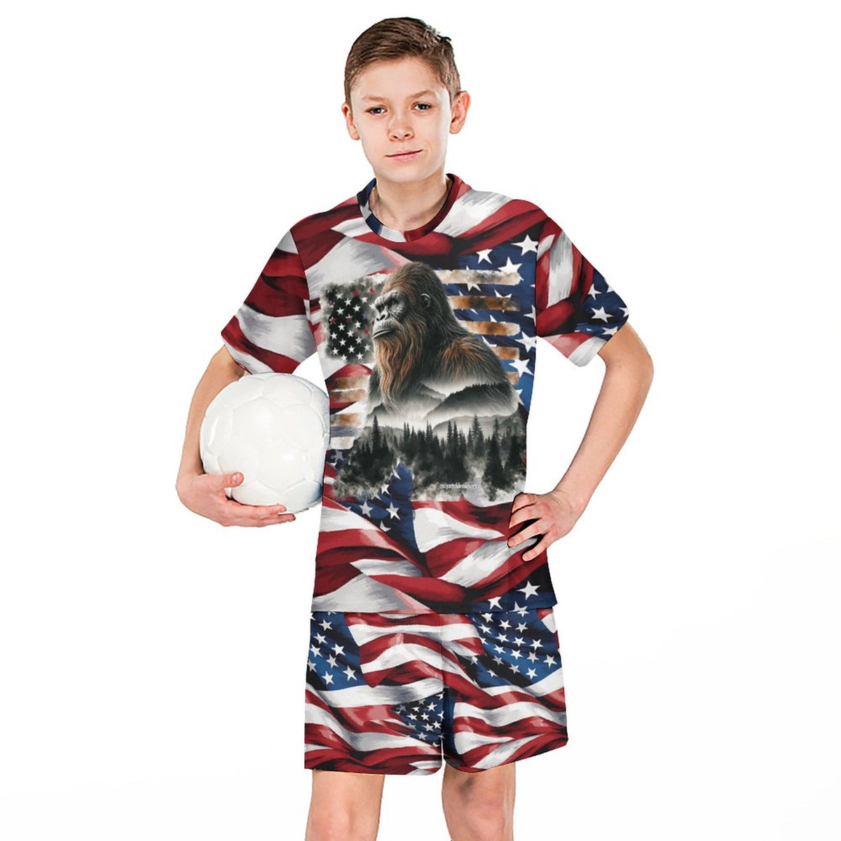 Patriot Bigfoot, Sasquatch, Children's T-shirt & Shorts Set