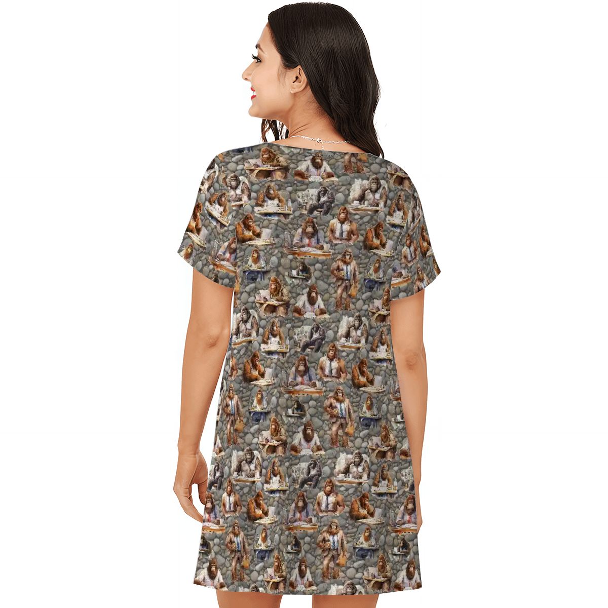21 Bigfoot Sasquatch Designs, Women’s Loose Fit Short Sleeve Night Gown
