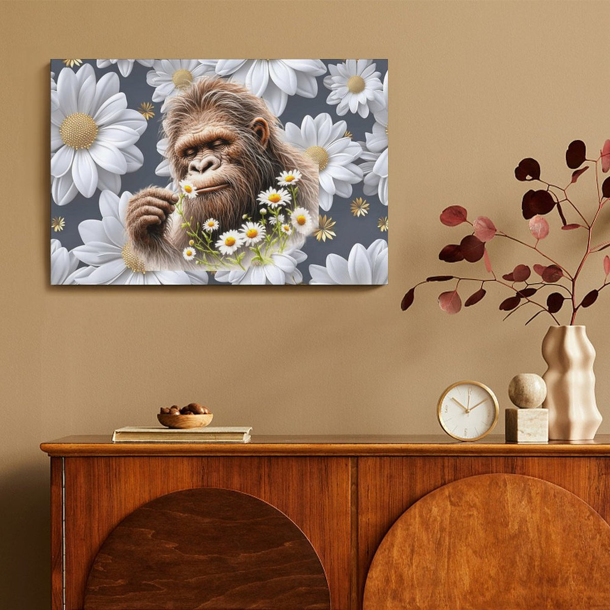 Sasquatch "Smell the Flowers" Hanging Poster (Horizontal 3:2)-12x18 inch/ 8x12 inch