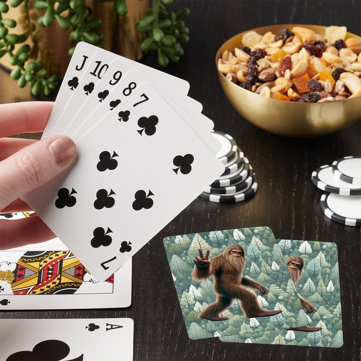 Sasquatch, Bigfoot Peace Sign Poker Playing Cards