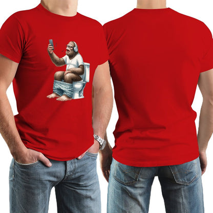 Sasquatch, Bigfoot on Toilet -Short Sleeve Cotton T-shirt Men