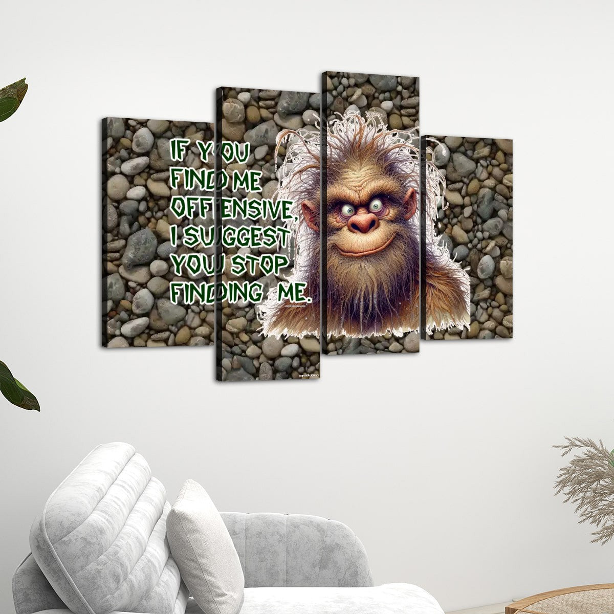 Sarcastic Sasquatch / Bigfoot 4 Panels Canvas Prints Wall Art (Set C)