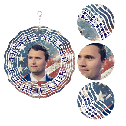 Charlie Kirk, US Made Hanging Metal 3D Wind Spinner, Ornament - MADE IN USA