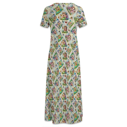 6 Fairy Designs Crew Neck Short Sleeve Maxi Dress