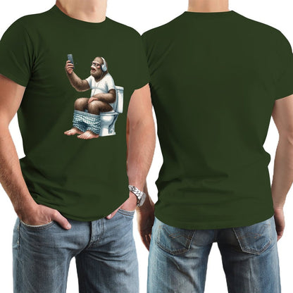 Sasquatch, Bigfoot on Toilet -Short Sleeve Cotton T-shirt Men