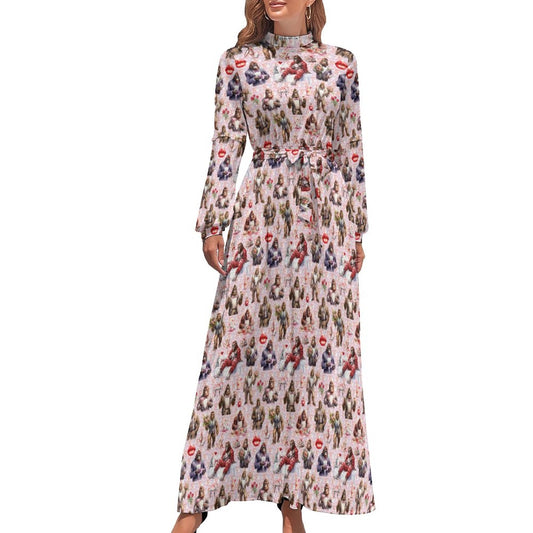20 Sasquatch / Bigfoot Designs Women’s Polyester Turtle Neck Long Dress