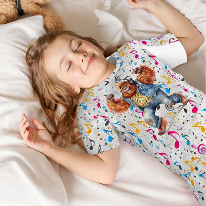 Pajama Sets for Kids, Crew Neck Short Sleeve - Dancing Bigfoot, Sasquatch