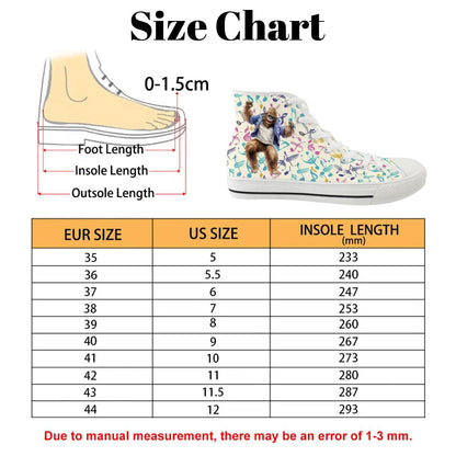 Dancing Bigfoot Sasquatch, Women's High Top Canvas Shoes