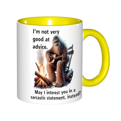Sarcastic Sasquatch, “ I’m not good at advice” 11.2 Oz Ceramic Coffee Mug