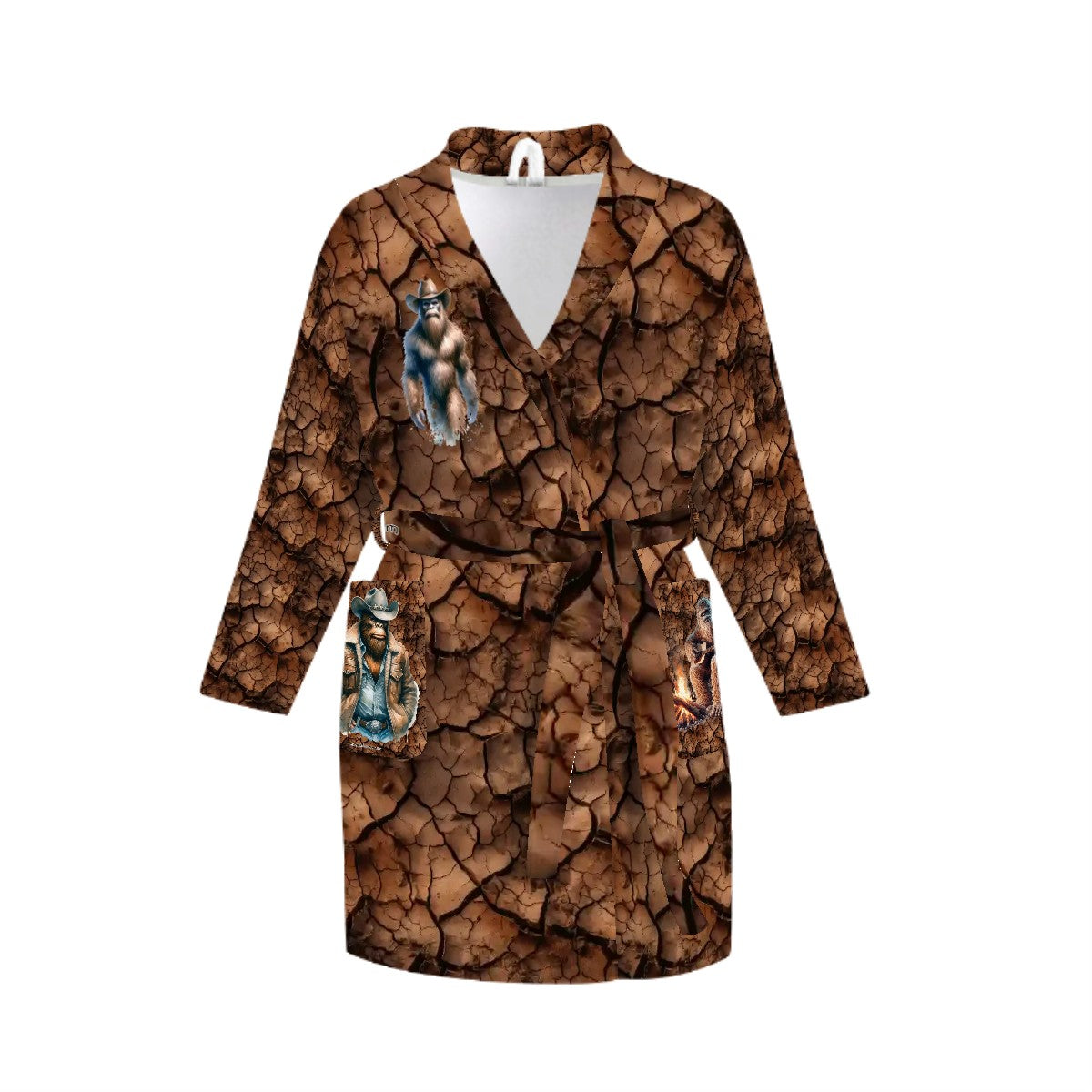 Cowboy Bigfoot Sasquatch Women’s Bath Robe 33.5” Long