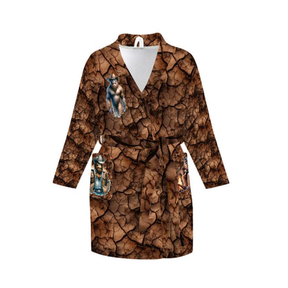 Cowboy Bigfoot Sasquatch Women’s Bath Robe 33.5” Long