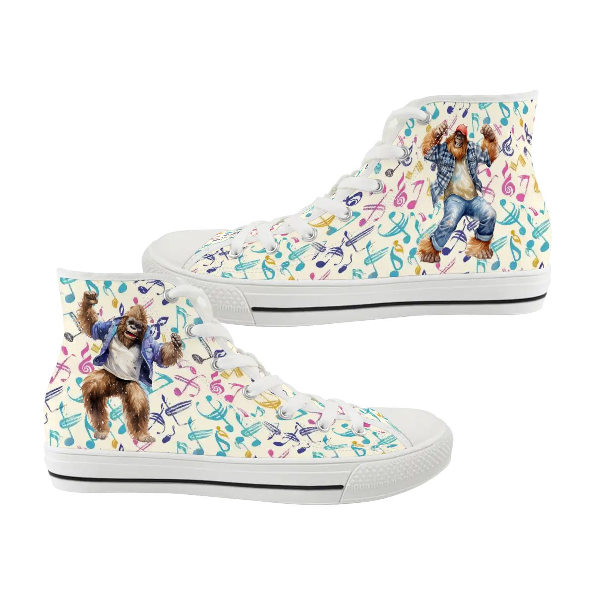 Dancing Bigfoot Sasquatch, Women's High Top Canvas Shoes