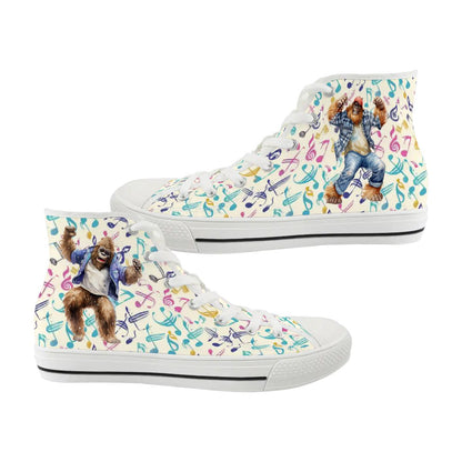 Dancing Bigfoot Sasquatch, Women's High Top Canvas Shoes