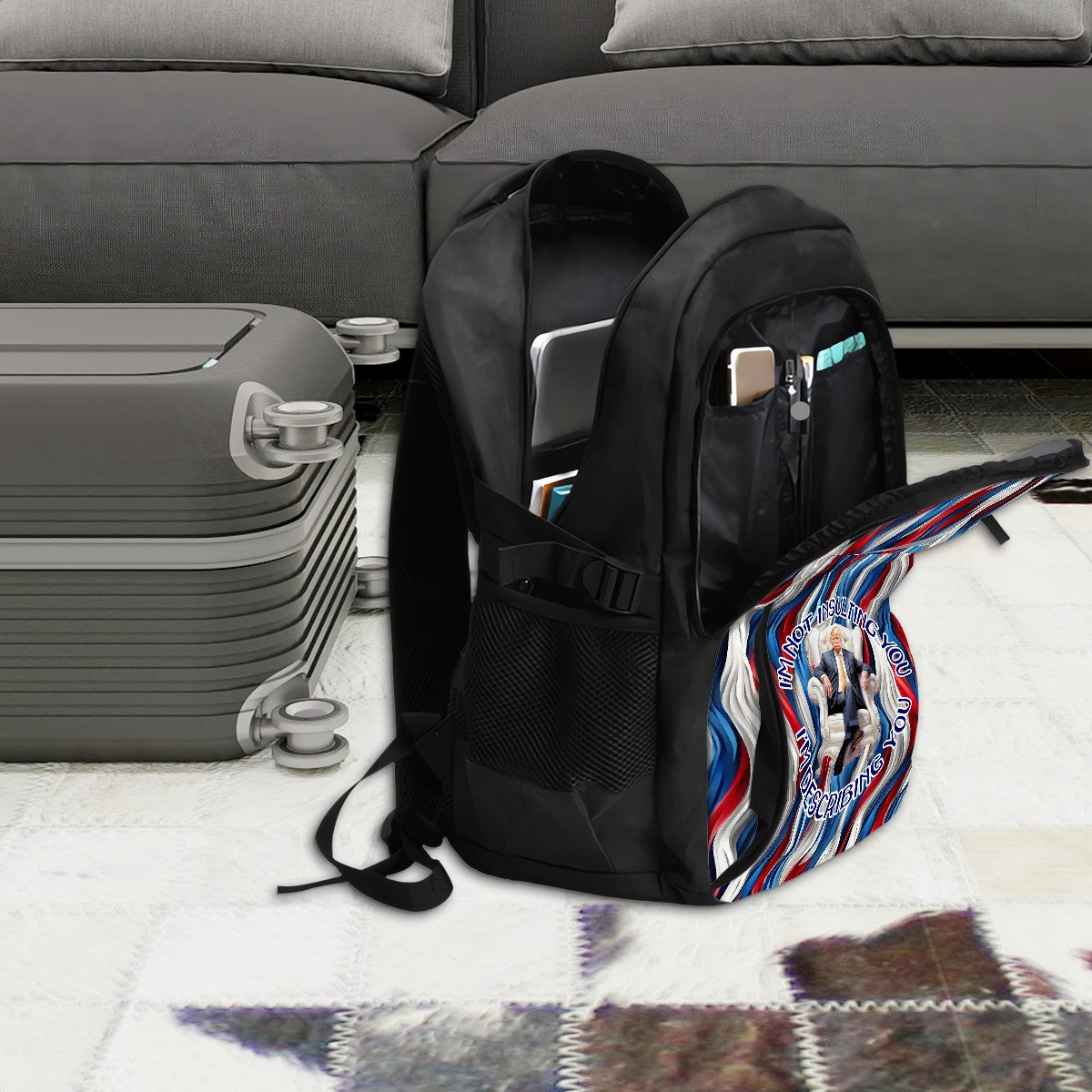 Donald Trump "I'm not judging.." Large Capacity, Oxford Travel, Laptop Bag with USB Charger