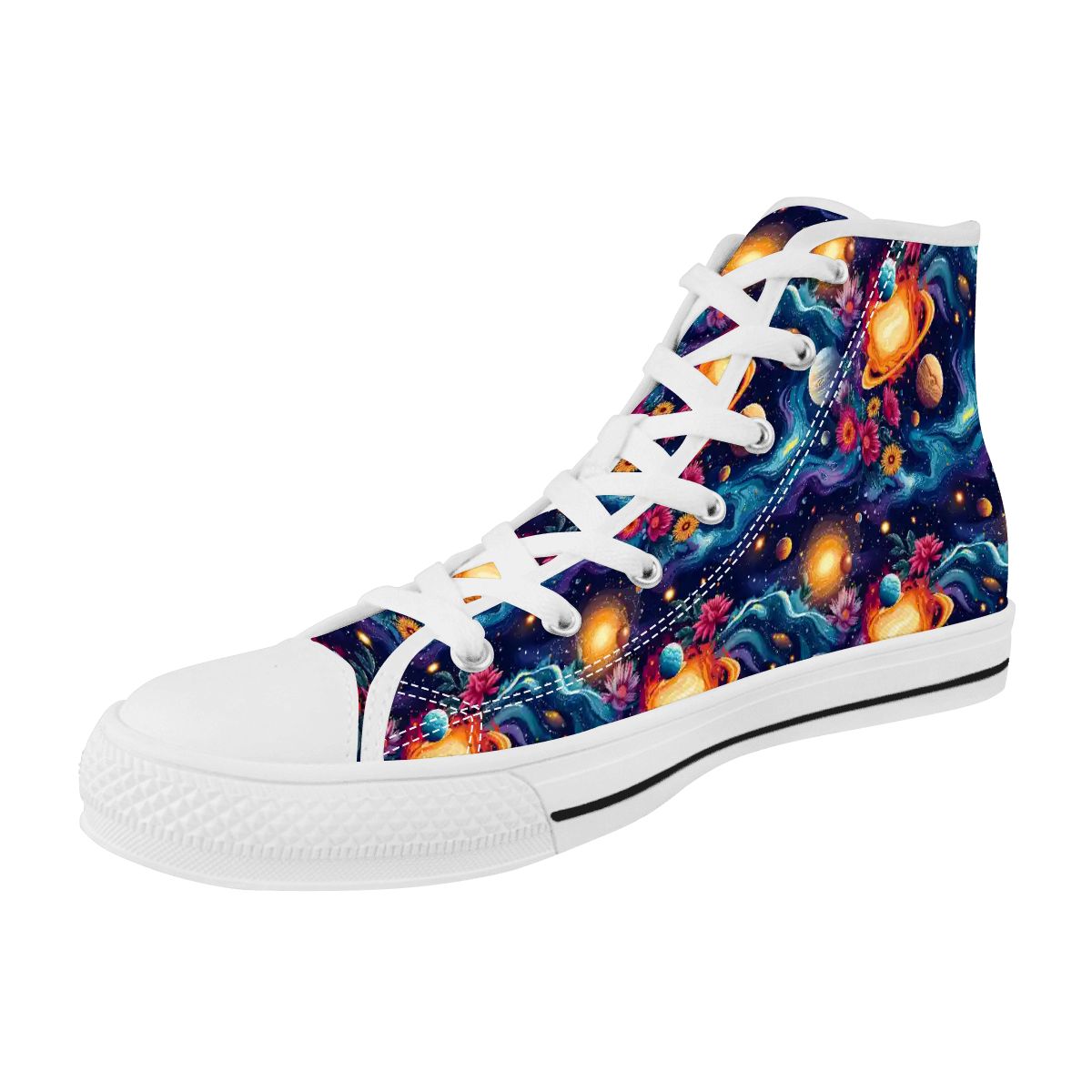 12 Galaxy, Outer Space Designs, Women's High Top Canvas Shoes