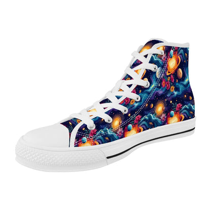 12 Galaxy, Outer Space Designs, Women's High Top Canvas Shoes