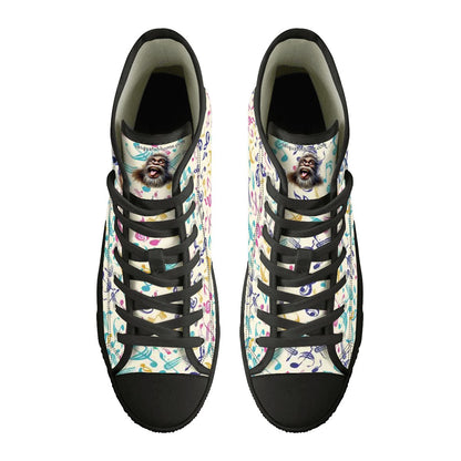 Dancing Bigfoot Sasquatch, Women's High Top Canvas Shoes