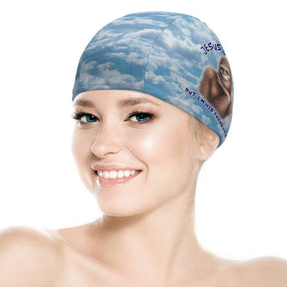Bigfoot / Sasquatch, "Jesus Loves You....", Adult Swimming Cap