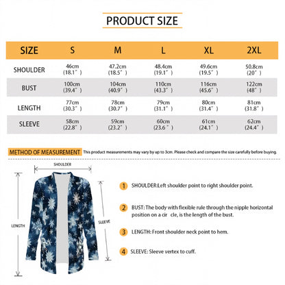 Blue back Snowflakes, Women's Long-Sleeved Cardigan