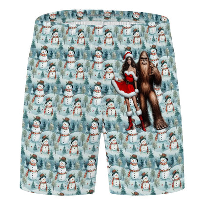 Naughty Bigfoot / Sasquatch, Men’s Polyester, pocketed, pajama Shorts