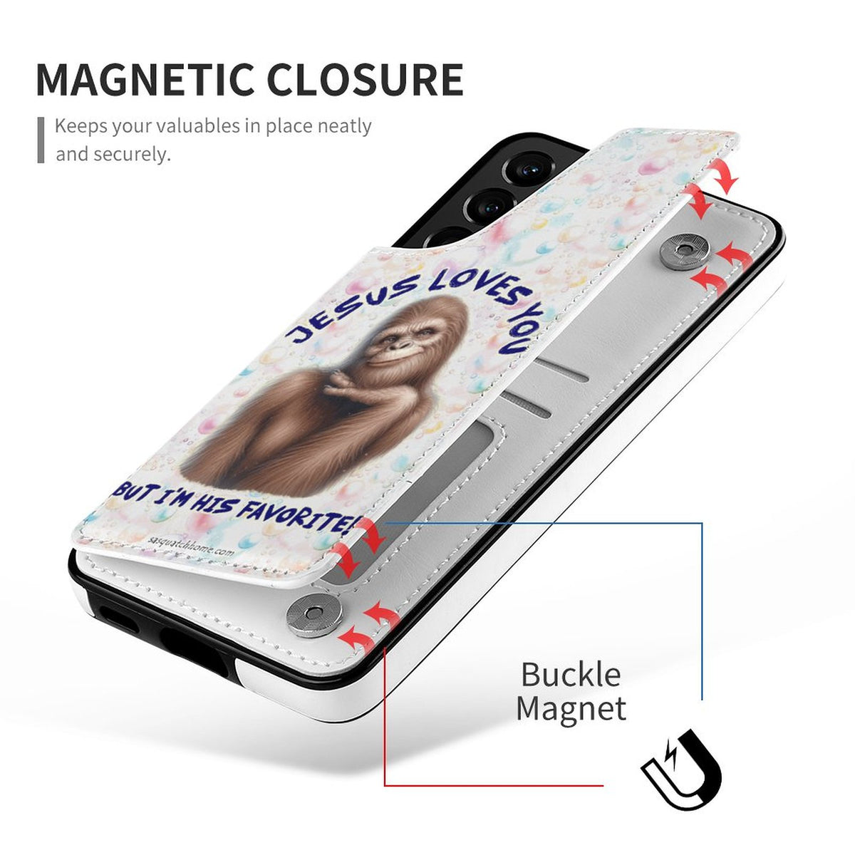 "Jesus Loves You..." Sasquatch, Bigfoot, Samsung S22 Cell Phone Case / Folding Wallet