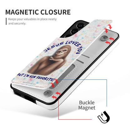 "Jesus Loves You..." Sasquatch, Bigfoot, Samsung S22 Cell Phone Case / Folding Wallet
