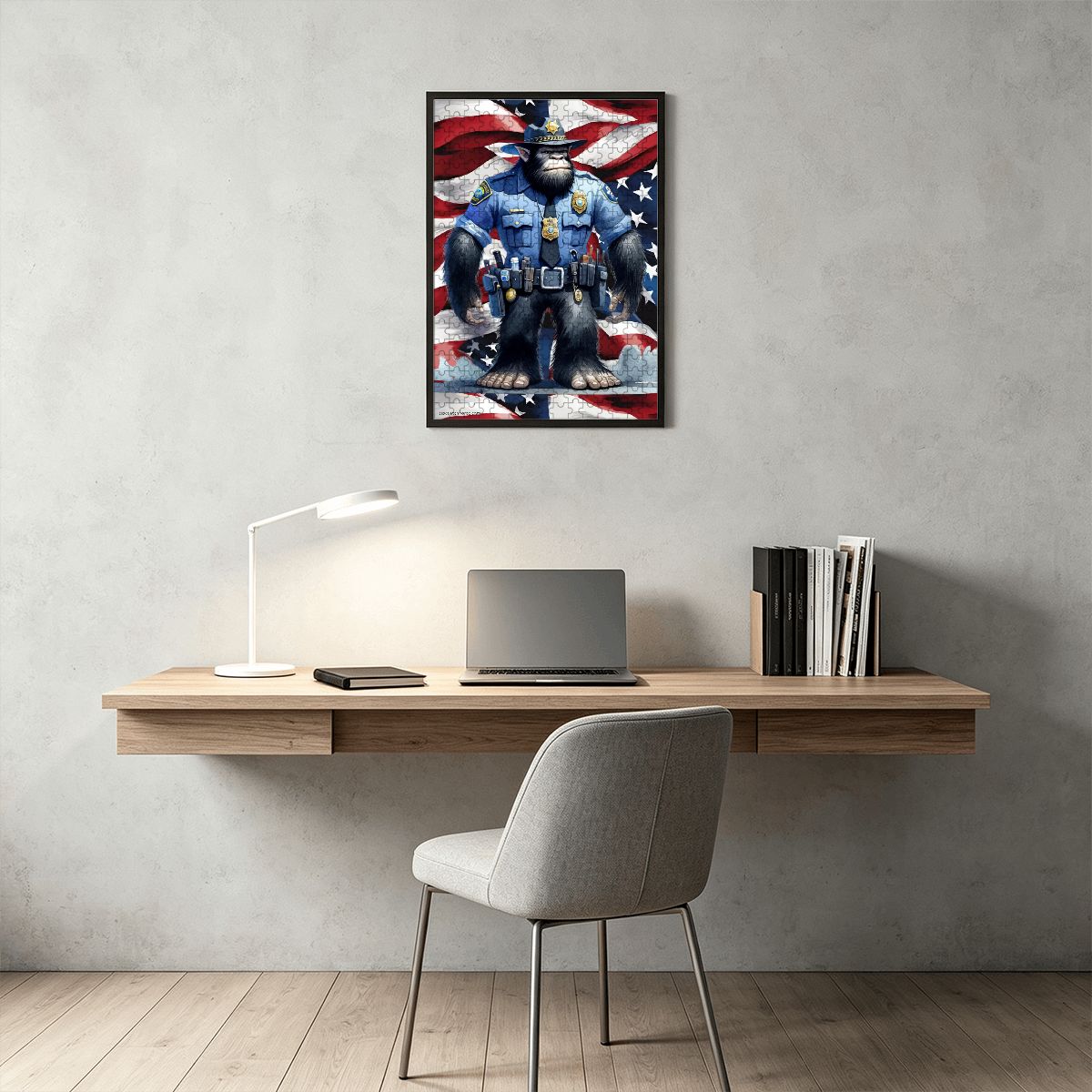 Sasquatch Police Officer 300pcs Wooden Vertical Jigsaw Puzzle