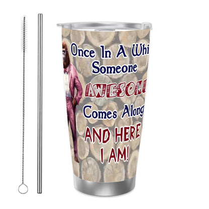 Sasquatch "Once in a while", Themed 40 oz Travel Coffee Mug with a Straw
