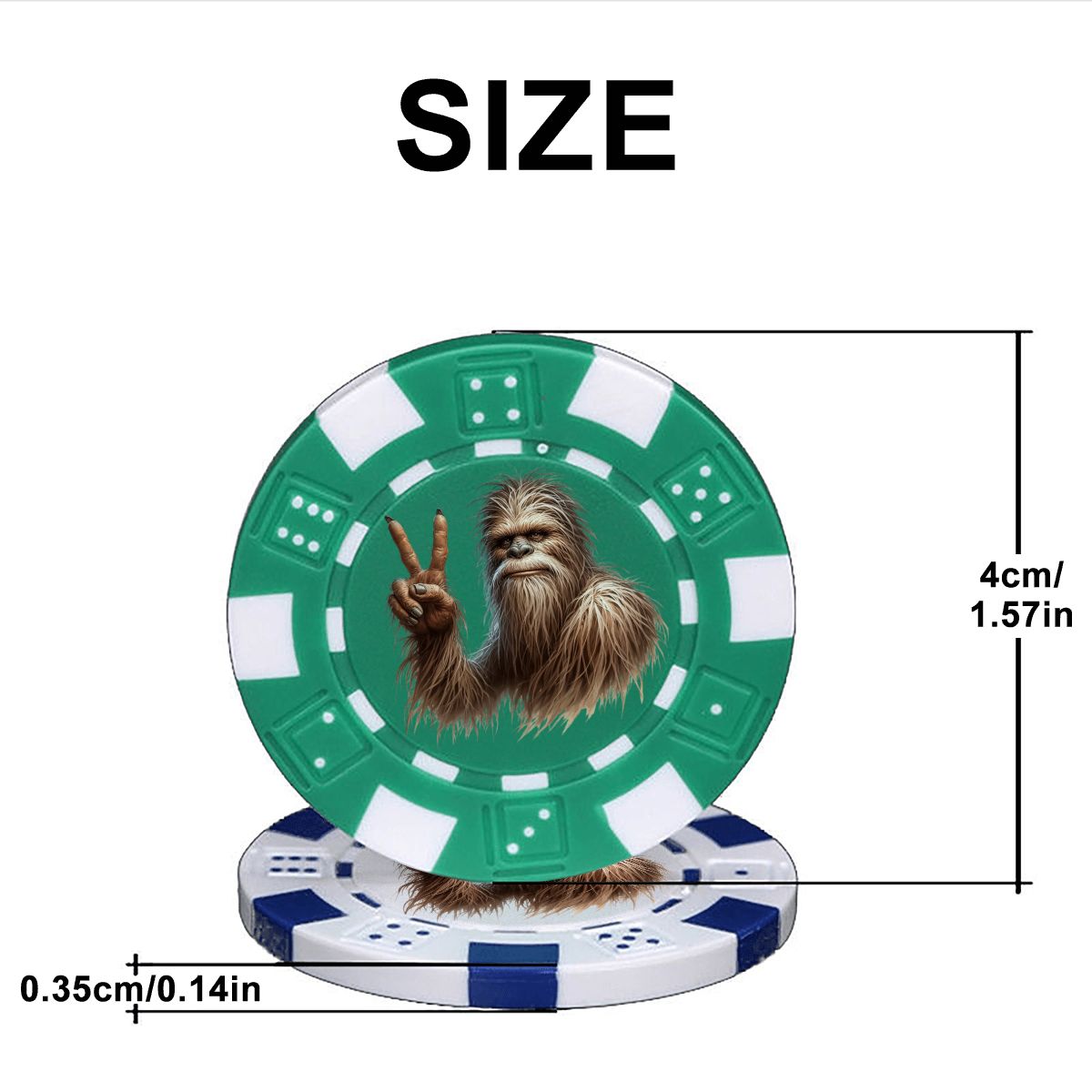Bigfoot Peace & Frustrated 10 Piece Poker Chips Set