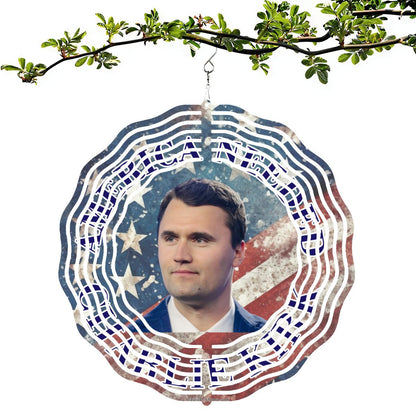 Charlie Kirk, US Made Hanging Metal 3D Wind Spinner, Ornament - MADE IN USA