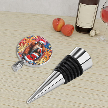 Christmas Sasquatch with Gal 1, Wine Bottle Stopper