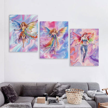 Fairies, Canvas Wall Art - 12”x 16” or 18”x24” (x 3) - Made In USA