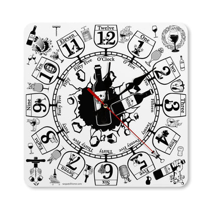 Wine Lovers Square Wall Clock- Made in USA