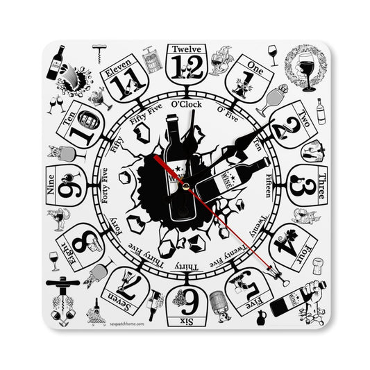Wine Lovers Square Wall Clock- Made in USA