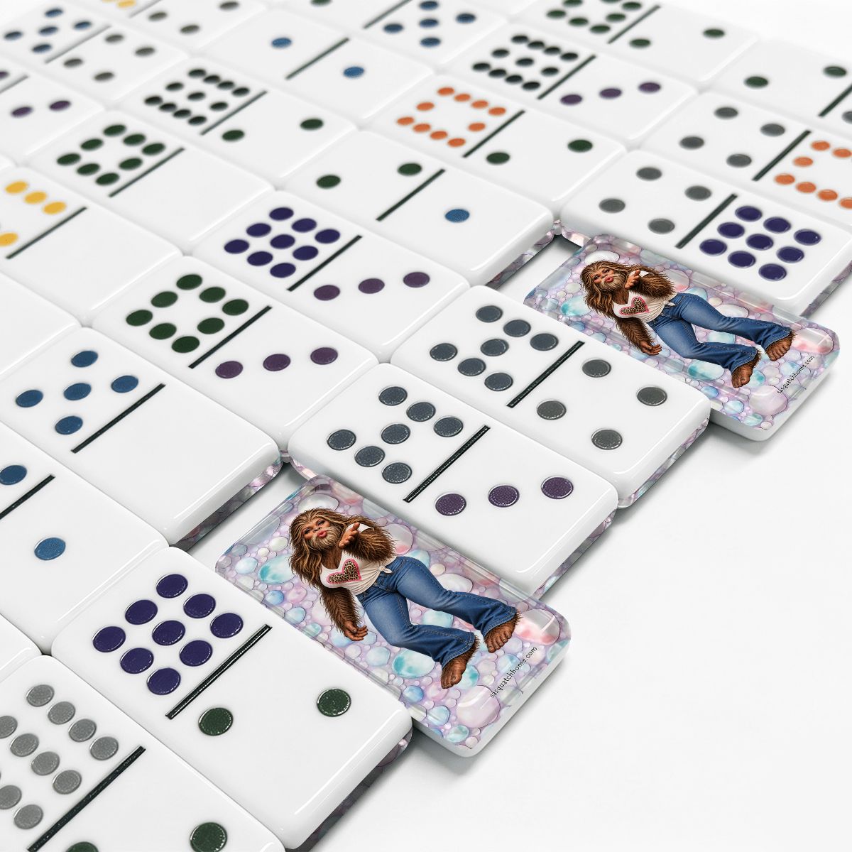 Female Blow Kiss Double 12 Mexican Train Dominoes Set
